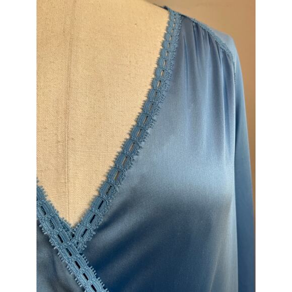 Vanity Fair Vintage Blue Nylon Nightgown & Robe Set Long Maxi Size 34 - Picture 10 of 13